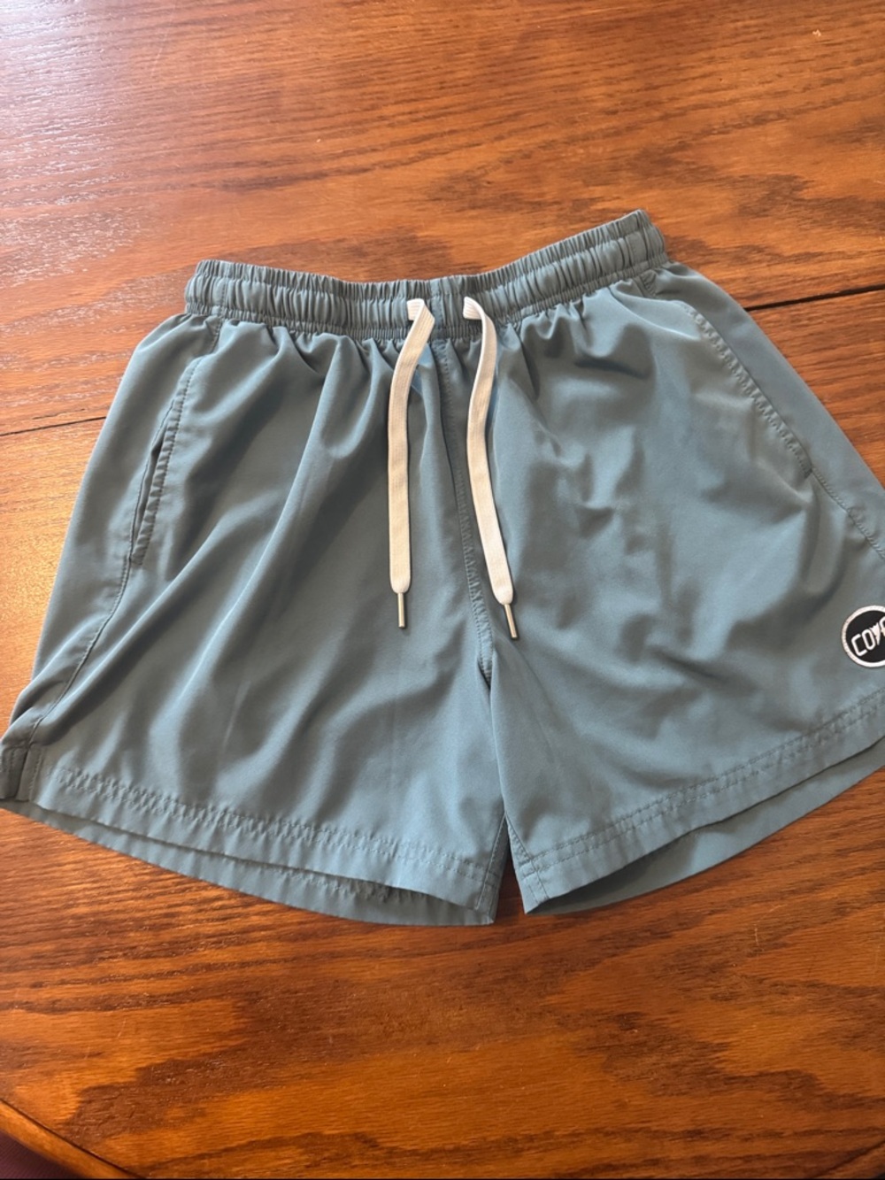 Cove Mens Athletic Shorts in Slate Blue with White Drawstring